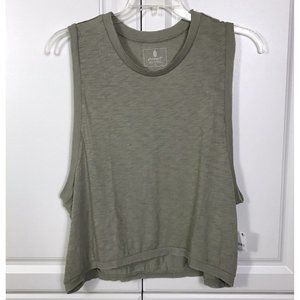 NWT Free People Movement Size L Love Tank Army Bliss Gray Cropped Active Lounge